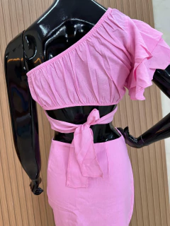 Imagem do Conjunto Feminino Cropped + Short Saia em Viscose com Linho - Elegância e Modernidade ?