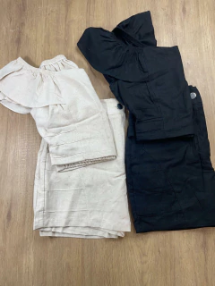 Conjunto Feminino Cropped + Short Saia em Viscose com Linho - Elegância e Conforto ? - comprar online