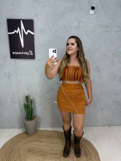 Conjunto Cropped e Saia em Camurça - Estilo Western/Boho ?