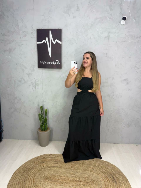 Vestido Longo em Alfaiataria com Recortes Laterais ? - comprar online