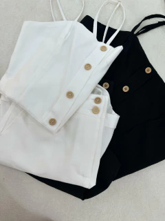 Conjunto Cropped e Short Feminino - Elegância em Viscose e Poliéster