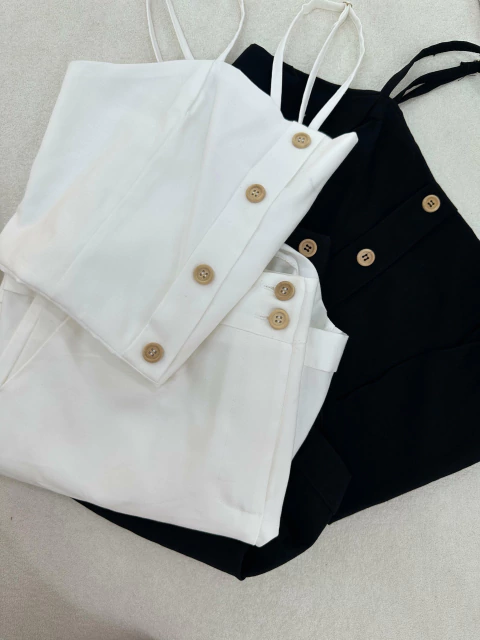 Conjunto Cropped e Short Feminino - Elegância em Viscose e Poliéster