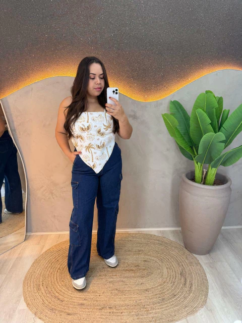 Calça Cargo Jeans Feminina - Vários Tons