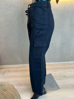 Calça Cargo Jeans Feminina - Preto Estonado e Preto Liso - Baratão Confecções