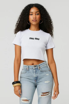 Cropped Feminino Miu Miu em Algodão com Elastano ?