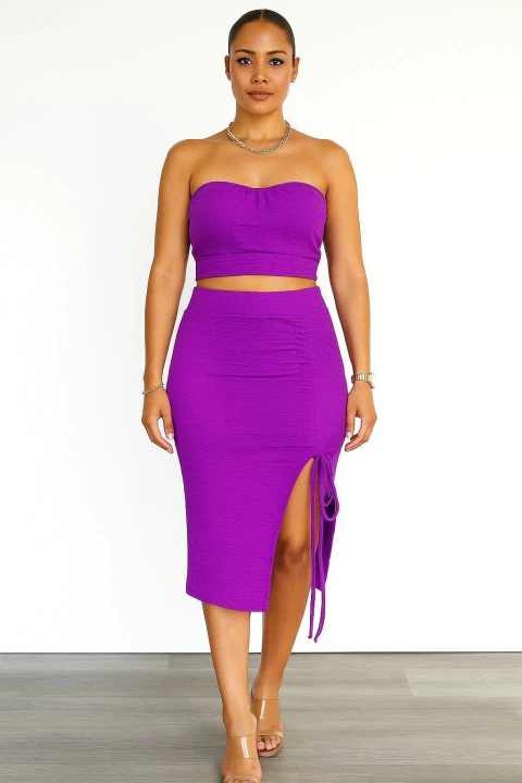 Conjunto Feminino Cropped e Saia Midi com Regulagem - Estilo e Versatilidade - comprar online