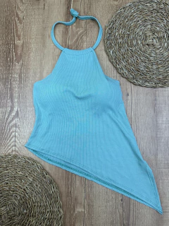 Blusa Feminina Canelada Gola Alta - Sem Mangas na internet