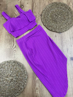 Conjunto Feminino Canelado em Poliéster com Elastano - Moderno e Sofisticado - Baratão Confecções