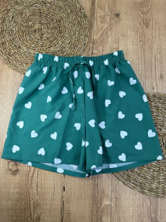 Imagem do Short Feminino de Poliéster e Elastano - Estampa de Corações