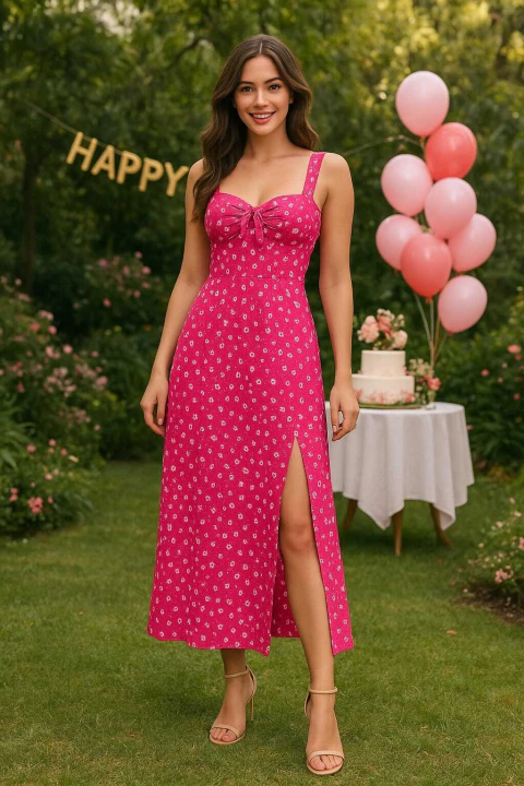 Vestido longo confeccionado em poliéster de alta qualidade - Estilo e Elegância