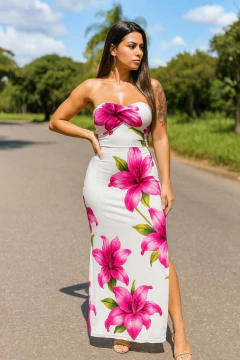 Vestido Longo em Suplex Tomara que caia Trançado na Costa- Estilo e Sensualidade - comprar online