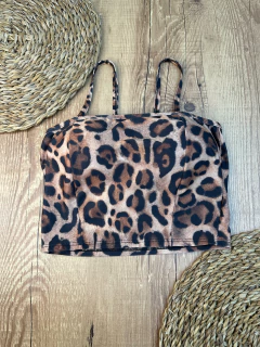 Cropped de Suplex Decote Quadrado com Alça Fina