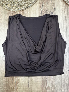 Cropped Suplex Plus Size com Decote Drapeado - Baratão Confecções