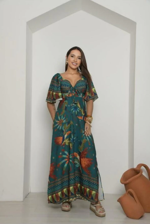 Vestido Longo em Poliéster com Elastano - comprar online