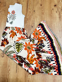 Vestido Longo Estampado em Poliéster com Poliamida – Modelo Sem Manga ou Manga Curta - Baratão Confecções