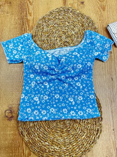 Cropped Feminino em Poliéster com Elastano – Estampa Floral  - Baratão Confecções