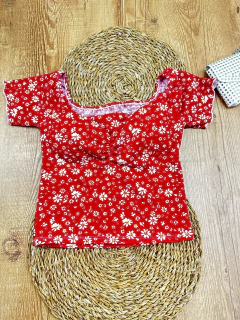 Cropped Feminino em Poliéster com Elastano – Estampa Floral  na internet