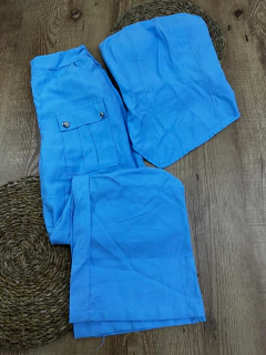 Conjunto Feminino em Poliéster com Elastano - Calça cargo e Blusa Tomara que Caia