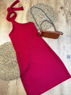 Vestido Canelado Curto em Poliéster com Elastano - Baratão Confecções