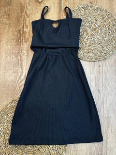 Vestido Canelado Curto em Poliéster com Elastano - Estilo e Conforto - Baratão Confecções