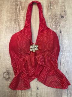 Blusa Bata Tule com Bojo e Detalhe Dourado - Baratão Confecções