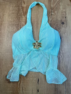 Imagem do Blusa Bata Tule com Bojo e Detalhe Dourado