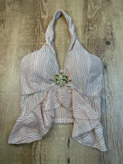 Blusa Bata Tule com Bojo e Detalhe Dourado - Baratão Confecções