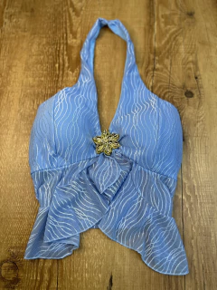 Blusa Bata Tule com Bojo e Detalhe Dourado na internet