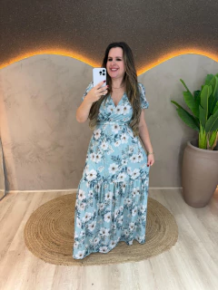 Vestido Longo de algodão com Poliester - Charme e Elegância em um Peça