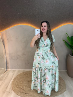 Vestido Longo de algodão com Poliester - Charme e Elegância em um Peça - comprar online