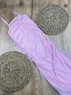 Vestido Midi de Tule com Franzido Lateral e Decote Quadrado - loja online