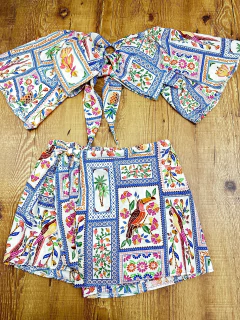 Imagem do Conjunto Cropped + Short Saia em Viscose Tropical ✨