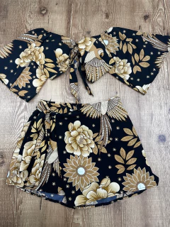 Conjunto Cropped + Short Saia em Viscose Tropical ✨ - loja online