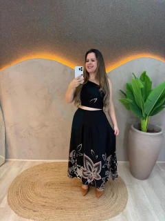 Conjunto de Cropped com Bojo e Saia Longa - Charme Natural