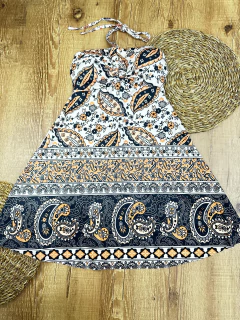 Vestido em Suplex Curto com Bojo e Amarração no Pescoço- Estampas Exclusivas e Moderna - loja online