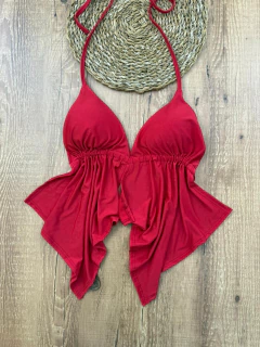 Blusa Suplex Transpassada com Decote V e Costas Abertas - Baratão Confecções