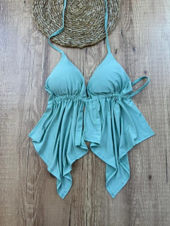 Blusa Suplex Transpassada com Decote V e Costas Abertas - loja online