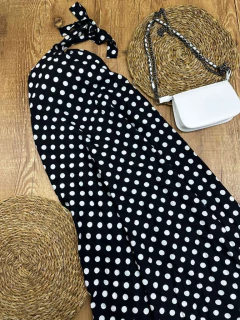 Vestido Longo de Poá com Bojo e Amarração no Pescoço – Charme, Conforto e Estilo em Uma Só Peça - comprar online