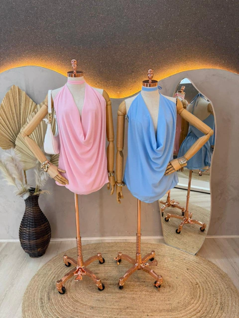 Conjunto Feminino Elegância Natural – Blusa Drapeada e Short Saia em Linho com Viscose ✨ - comprar online