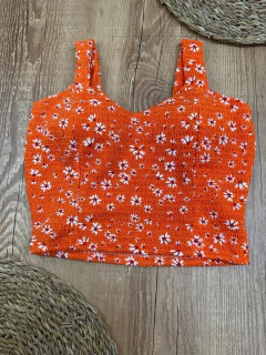 Imagem do Cropped Floral em Poliéster com Elastano 