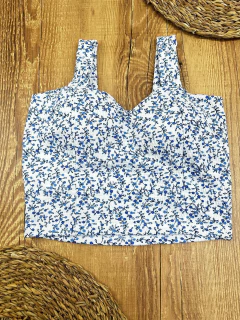 Cropped Floral em Poliéster com Elastano  - loja online