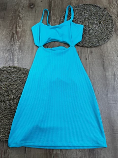 Vestido Canelado Curto com Recorte - Baratão Confecções