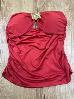 Blusa Tomara que Caia Suplex com Detalhe Dourado e Franzido Lateral - loja online