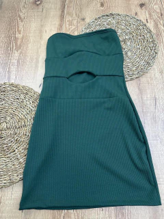 Vestido Canelado Curto em Poliéster com Elastano na internet