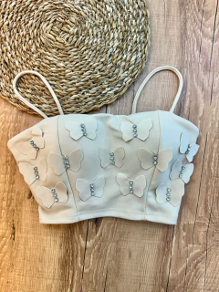 Imagem do Cropped em Poliéster com Elastano e Apliques de Borboletas com Brilhos ✨