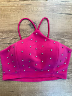 Cropped com Alças Finas Cruzadas e Aplicações de Strass ✨ - Baratão Confecções