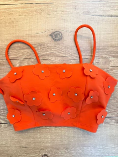 Cropped Floral com Aplicações em 3D ✨ - Baratão Confecções