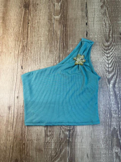 Cropped Faixa Assimétrico com Detalhe Dourado - loja online