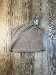 Cropped Faixa Assimétrico com Detalhe Dourado na internet