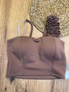 Imagem do Cropped Feminino Assimétrico com Brilho na Alça – Poliéster com Elastano